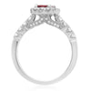 1.48CT DIAMOND & AAA RUBY 14KT WHITE GOLD 3D CLASSIC SQUARE HALO ENGAGEMENT RING