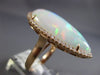 ESTATE EXTRA LARGE 8.53CT DIAMOND & AAA OPAL 14KT ROSE GOLD TEAR DROP HALO RING