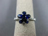 ESTATE 1.45CT DIAMOND & AAA SAPPHIRE 18K WHITE GOLD 3D FLOWER FILIGREE LOVE RING