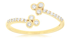 .20CT DIAMOND 14KT YELLOW GOLD 3D CLASSIC 3 STONE FLOWER CRISS CROSS LOVE RING