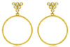 0.20CT DIAMOND 14KT YELLOW GOLD ROUND BEZEL TRIANGULAR OPEN HOOP HANGING EARRINGS