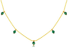 .60CT AAA EMERALD 14KT YELLOW GOLD CLASSIC BY THE YARD CHANDELIER LOVE NECKLACE