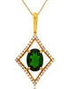 ESTATE 1.45CT DIAMOND & AAA RUSSALITE 14KT YELLOW GOLD SQUARE FLOATING PENDANT
