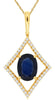 1.55CT DIAMOND & AAA SAPPHIRE 14KT YELLOW GOLD 3D OVAL & ROUND GEOMETRIC PENDANT