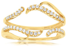 ESTATE .25CT DIAMOND 14KT YELLOW GOLD 3D DOUBLE ROW INSERT ANNIVERSARY RING