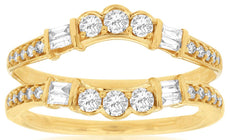 0.50CT DIAMOND 14KT YELLOW GOLD ROUND & BAGUETTE WEDDING INSERT ANNIVERSARY RING