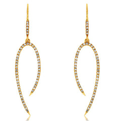 .50CT DIAMOND 14KT YELLOW GOLD 3D OPEN TEAR DROP LEVERBACK FUN HANGING EARRINGS