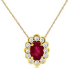.71CT DIAMOND & AAA RUBY 14KT YELLOW GOLD 3D OVAL & ROUND FLOWER LOVE NECKLACE