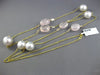 ESTATE 14KT YELLOW GOLD TOPAZ & PINK QUARTZ SOUTH SEA PEARL BY THE YARD NECKLACE