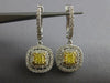 ESTATE 1.31CT WHITE & FANCY YELLOW DIAMOND 18KT 2 TONE GOLD 3D HANGING EARRINGS
