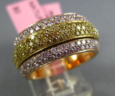 ESTATE WIDE 3.06CT YELLOW & PINK DIAMOND 18KT YELLOW & ROSE GOLD WEDDING RING