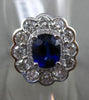 ESTATE 2.35CT DIAMOND & SAPPHIRE 18KT WHITE GOLD 3D DOUBLE HALO ENGAGEMENT RING