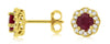 1.0CT DIAMOND & AAA RUBY 14KT YELLOW GOLD CLASSIC FLOWER FILIGREE STUD EARRINGS