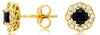 1.1CT DIAMOND & AAA SAPPHIRE 14KT YELLOW GOLD 3D FILIGREE FLOWER STUD EARRINGS