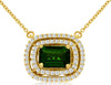 LARGE 1.33CT DIAMOND & AAA RUSSALITE 14KT YELLOW GOLD DOUBLE HALO OVAL NECKLACE