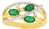 0.87CT DIAMOND & AAA EMERALD 14KT YELLOW GOLD OVAL & ROUND CRISS CROSS FUN RING