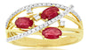 WIDE 1.12CT DIAMOND & AAA RUBY 14K YELLOW GOLD OVAL & ROUND CRISS CROSS FUN RING