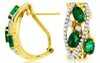 WIDE 1.58CT DIAMOND & AAA EMERALD 14KT YELLOW GOLD OVAL & ROUND HANGING EARRINGS
