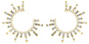 0.75CT DIAMOND 14KT YELLOW GOLD ROUND & BAGUETTE SUNBURST SIDEWAYS HOOP EARRINGS
