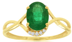 1.14CT DIAMOND & AAA EMERALD 14KT YELLOW GOLD 3D OVAL & ROUND INFINITY LOVE RING