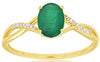 0.74CT DIAMOND & AAA EMERALD 14KT YELLOW GOLD 3D OVAL & ROUND INFINITY LOVE RING