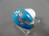 ESTATE .06CT DIAMOND & AAA TURQUOISE 14KT WHITE GOLD 3D CLOUD DESIGN FUN RING