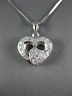 ANTIQUE .26CT DIAMOND 18K WHITE GOLD CLASSIC DOUBLE HEART FILIGREE PENDANT #9386