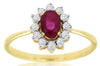 0.66CT DIAMOND & AAA RUBY 14KT YELLOW GOLD OVAL & ROUND FLOWER FILIGREE LOVE RING
