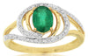 0.78CT DIAMOND & AAA EMERALD 14KT YELLOW GOLD OVAL & ROUND CRISS CROSS LOVE RING