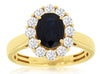 2.22CT DIAMOND & AAA SAPPHIRE 14KT YELLOW GOLD 3D OVAL & ROUND FLOWER FUN RING
