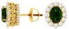 2.9CT DIAMOND & AAA RUSSALITE 14KT YELLOW GOLD OVAL & ROUND SCREWBACK EARRINGS