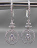 ESTATE LARGE .90CT DIAMOND 18KT WHITE GOLD 3D OVAL FLOATING HANGING EARRINGS