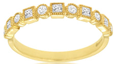 .35CT DIAMOND 14KT YELLOW GOLD ROUND & PRINCESS FILIGREE BEZEL ANNIVERSARY RING