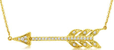 ESTATE .10CT DIAMOND 14KT YELLOW GOLD 3D ARROW TO YOUR HEART FUN LOVE NECKLACE