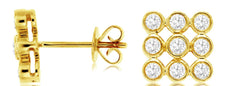 .60CT DIAMOND 14KT YELLOW GOLD 3D CLASSIC 9 STONE BEZEL ETOILE STUD EARRINGS