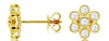 ESTATE .47CT DIAMOND 14KT YELLOW GOLD CLASSIC ETOILE BEZEL FLOWER STUD EARRINGS