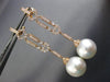 ESTATE LONG .76CT DIAMOND & AAA SOUTH SEA PEARL 18KT ROSE GOLD HANGING EARRINGS