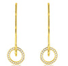 .44CT DIAMOND 14KT YELLOW GOLD CIRCLE OF LIFE BEZEL LEVERBACK HANGING EARRINGS