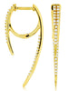 ESTATE .37CT DIAMOND 14KT YELLOW GOLD 3D DOUBLE BAR HUGGIE FUN HANGING EARRINGS
