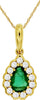 .52CT DIAMOND & AAA EMERALD 14KT YELLOW GOLD PEAR SHAPE & ROUND FLOWER PENDANT