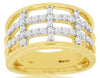 ESTATE WIDE .62CT DIAMOND 14KT 2 TONE GOLD 3D MULTI ROW SQUARE CHECKER FUN RING