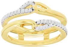 .25CT DIAMOND 14KT YELLOW GOLD V SHAPE DOUBLE LOVE KNOT INSERT ANNIVERSARY RING