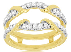 ESTATE .52CT DIAMOND 14KT YELLOW GOLD V SHAPE LOVE KNOT INSERT ANNIVERSARY RING