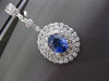 ESTATE LARGE 11.86CT DIAMOND & AAA SAPPHIRE 18K WHITE GOLD HALO HANGING EARRINGS