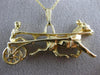 ANTIQUE LARGE 14KT YELLOW GOLD 3D FILIGREE HORSE RIDER RACING PENDANT #19848