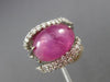 ESTATE EXTRA LARGE 15.0CT DIAMOND & AAA STAR RUBY 18KT WHITE GOLD 3D LOVE RING