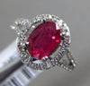 ESTATE 1.3CT DIAMOND & AAA RUBY 14K WHITE GOLD CLASSIC OVAL HALO ENGAGEMENT RING