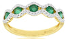 0.72CT DIAMOND & AAA EMERALD 14KT YELLOW GOLD 5 STONE HALO FUN ANNIVERSARY RING