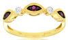 0.18CT DIAMOND & AAA RUBY 14KT YELLOW GOLD MARQUISE SHAPE 5 STONE FILIGREE RING