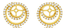 ESTATE .35CT DIAMOND 14KT YELLOW GOLD CLASSIC DOUBLE SWIRL ROUND JACKET EARRINGS